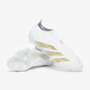 Adidas Predator Elite Laceless FG Football Boots Ftwr White/Gold Met