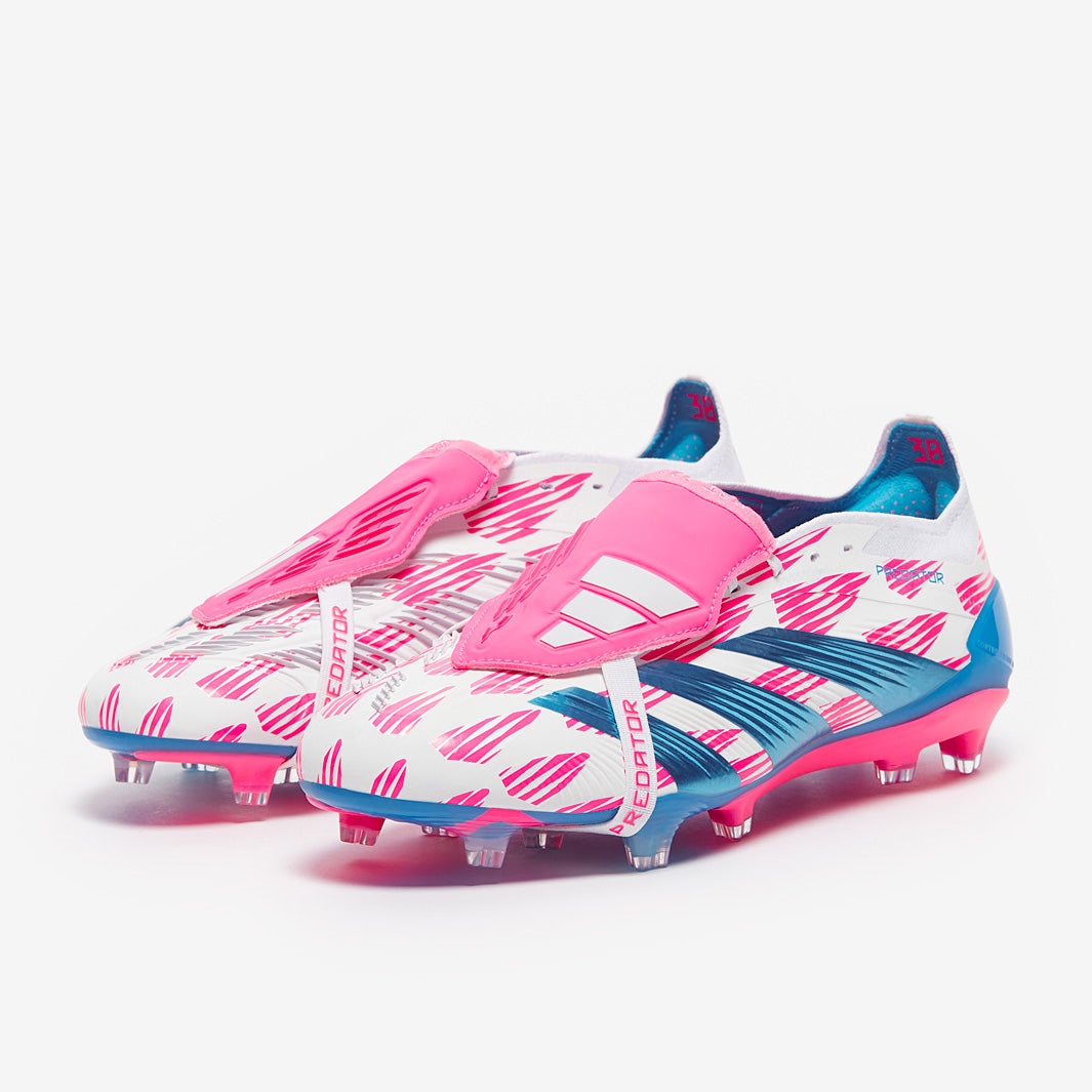 Adidas Predator Elite Tongue FG Football Boots Ftwr White/Solar Blue/Solar Pink