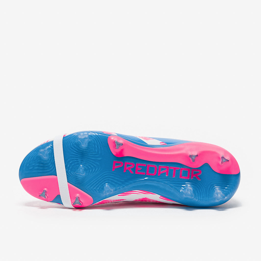 Adidas Kids Predator Elite Tongue FG Football Boots Ftwr White/Solar Blue/Solar Pink