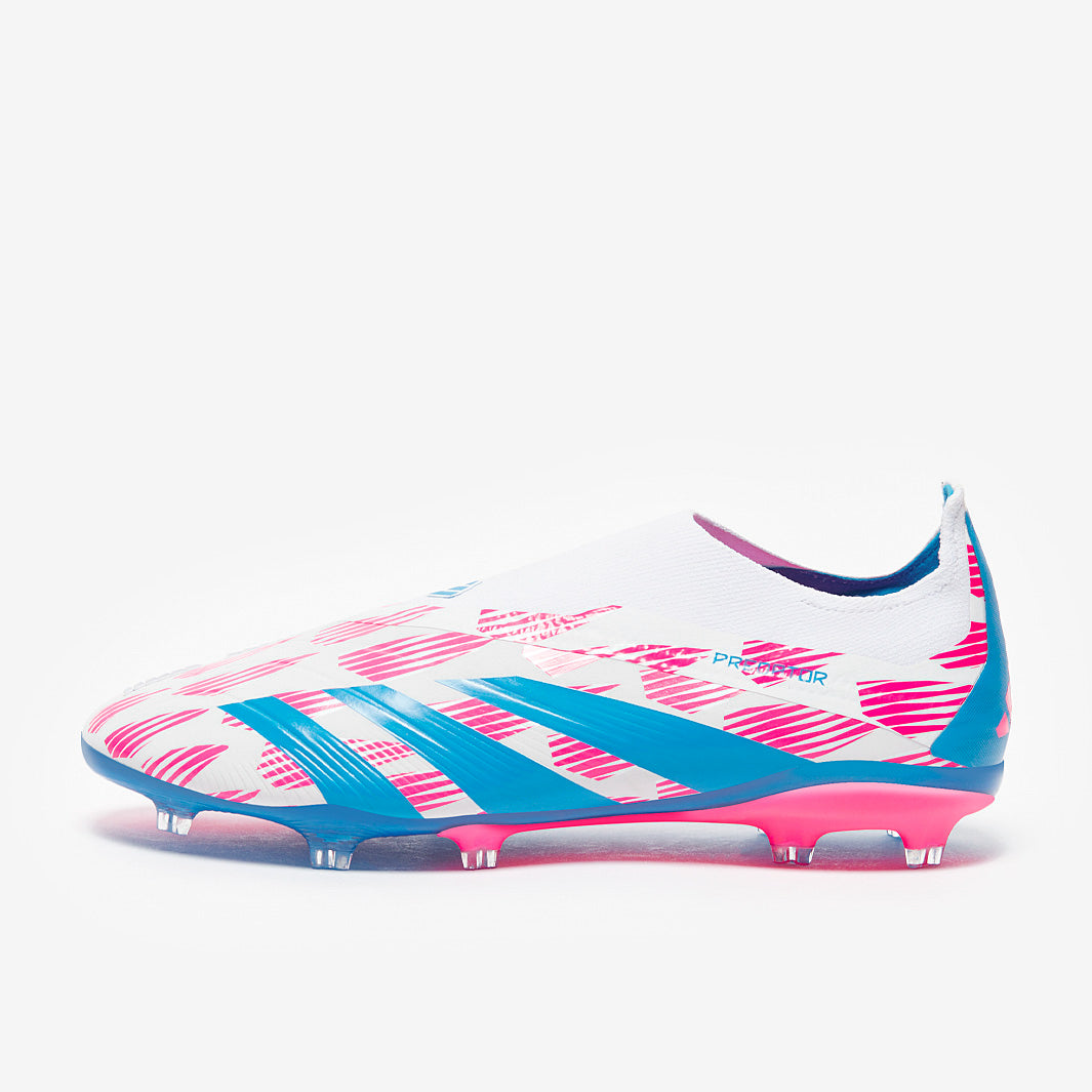 Adidas Kids Predator Elite Laceless FG Football Boots Ftwr White/Solar Blue/Solar Pink