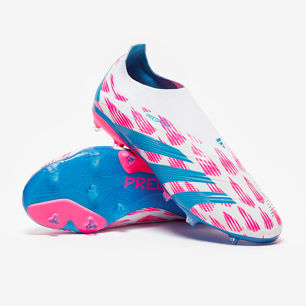 Adidas Kids Predator Elite Laceless FG Football Boots Ftwr White/Solar Blue/Solar Pink