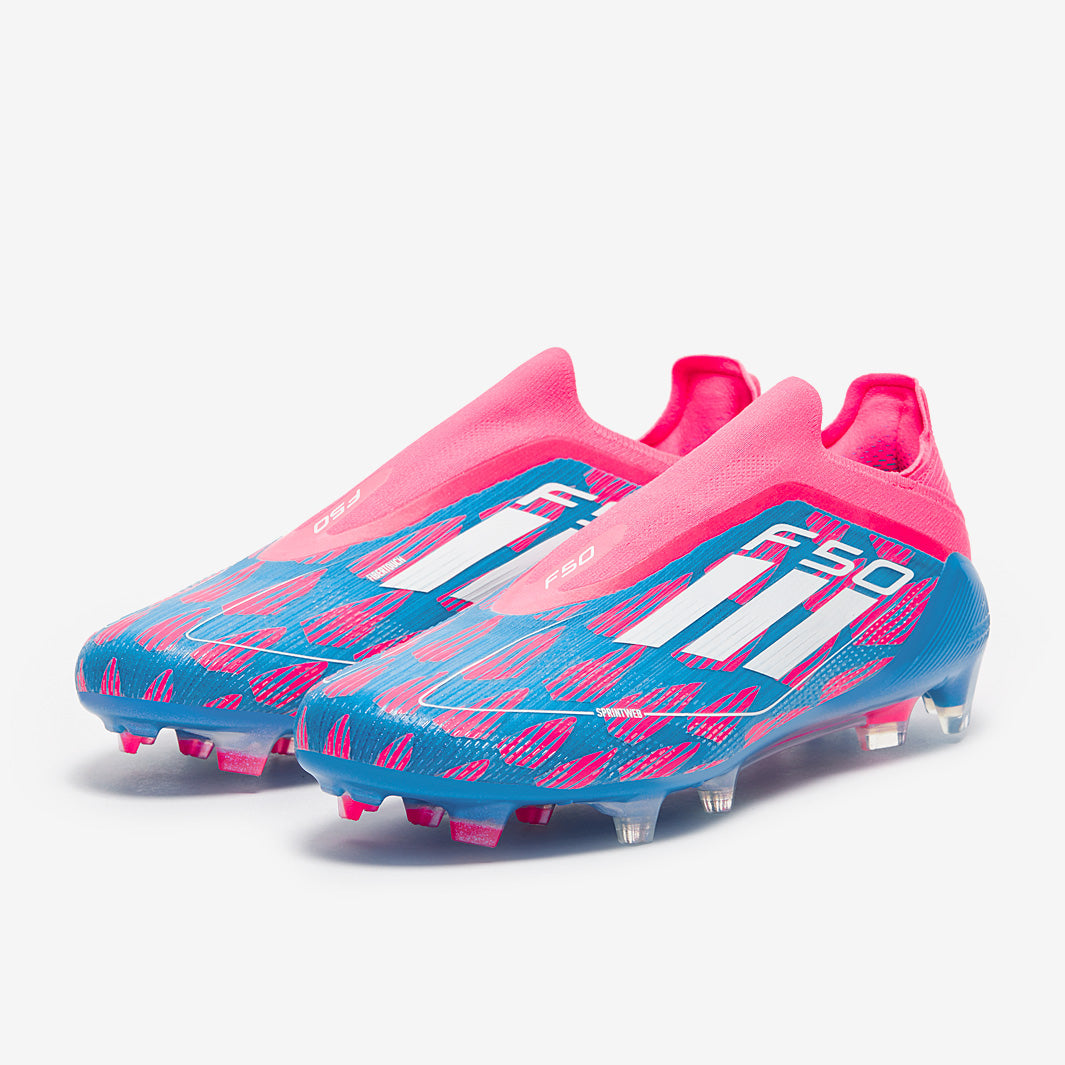 Adidas F50 Elite Laceless FG Football Boots Solar Blue/Ftwr White/Solar Pink