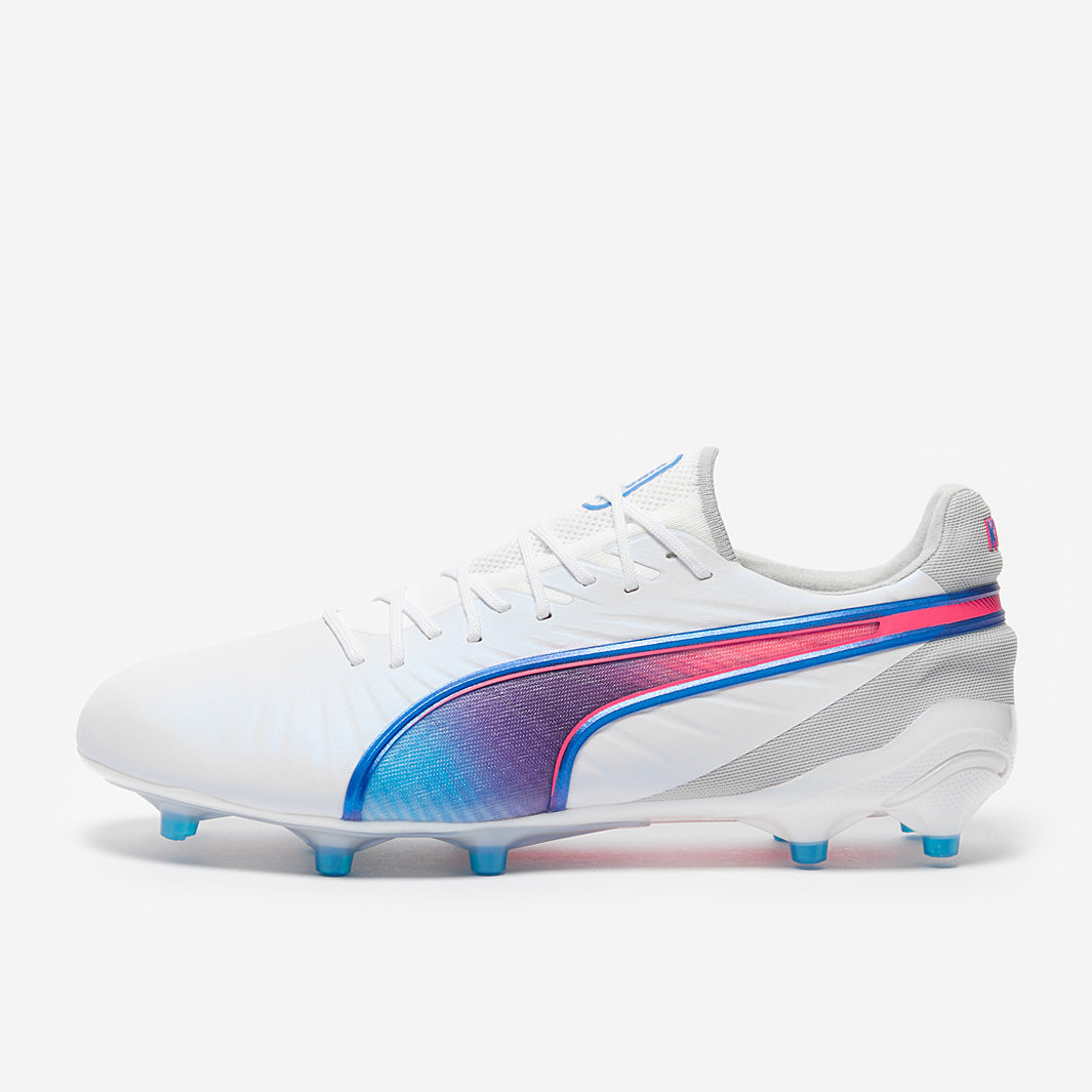 Puma King Ultimate FG/AG Football Boots Puma White/Bluemazing/Flat Light Grey/Sunset Glow