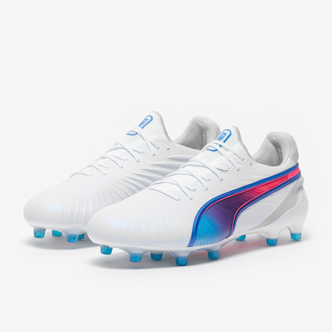Puma Women's King Ultimate FG/AG Football Boots Puma White/Bluemazing/Flat Light Grey/Sunset Glow