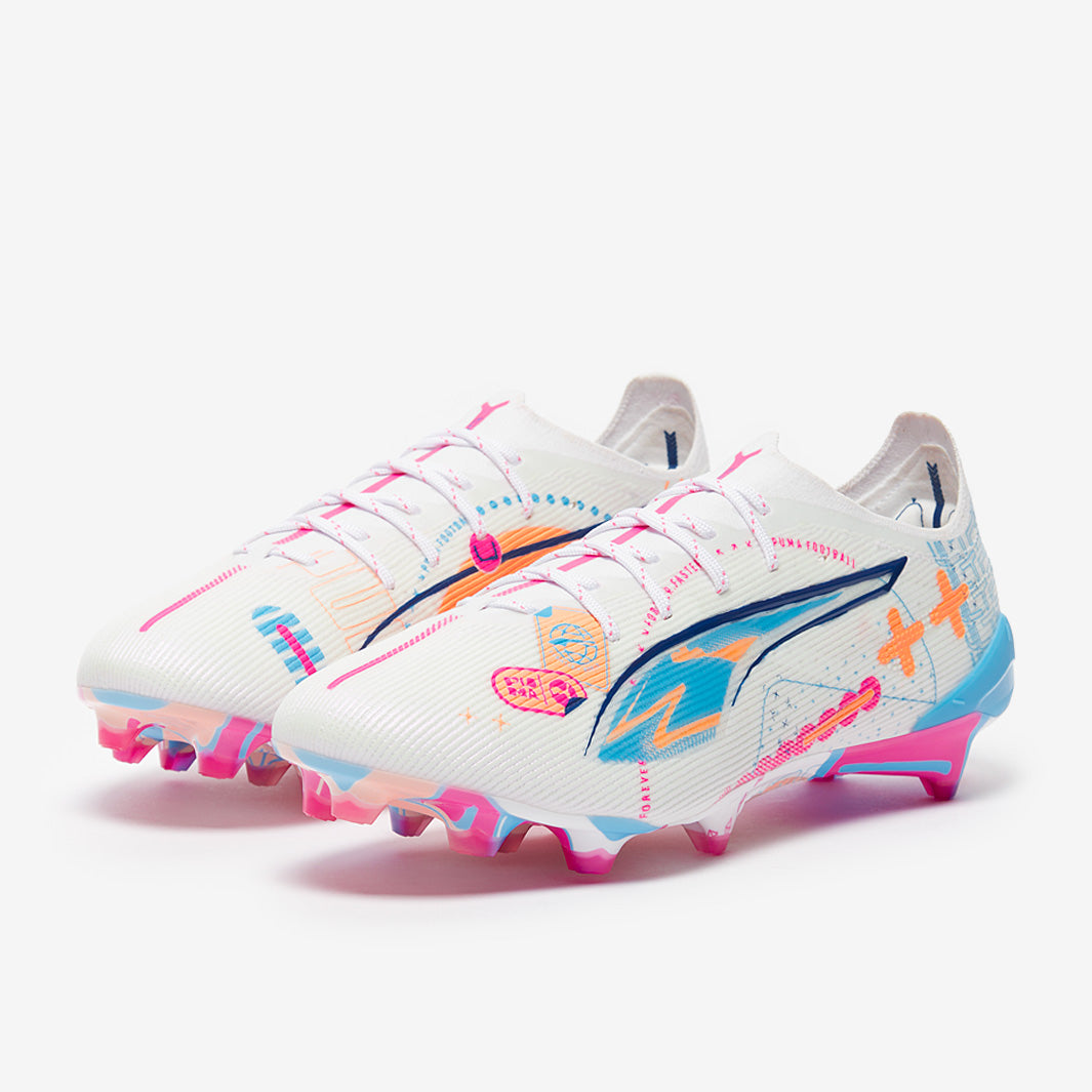 Puma Ultra 5 Ultimate FG Football Boots Puma White/Luminous Blue/Poison Pink/Fizzy Melon