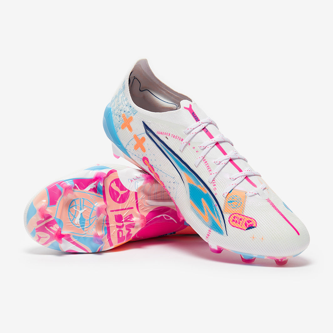 Puma Ultra 5 Ultimate FG Football Boots Puma White/Luminous Blue/Poison Pink/Fizzy Melon