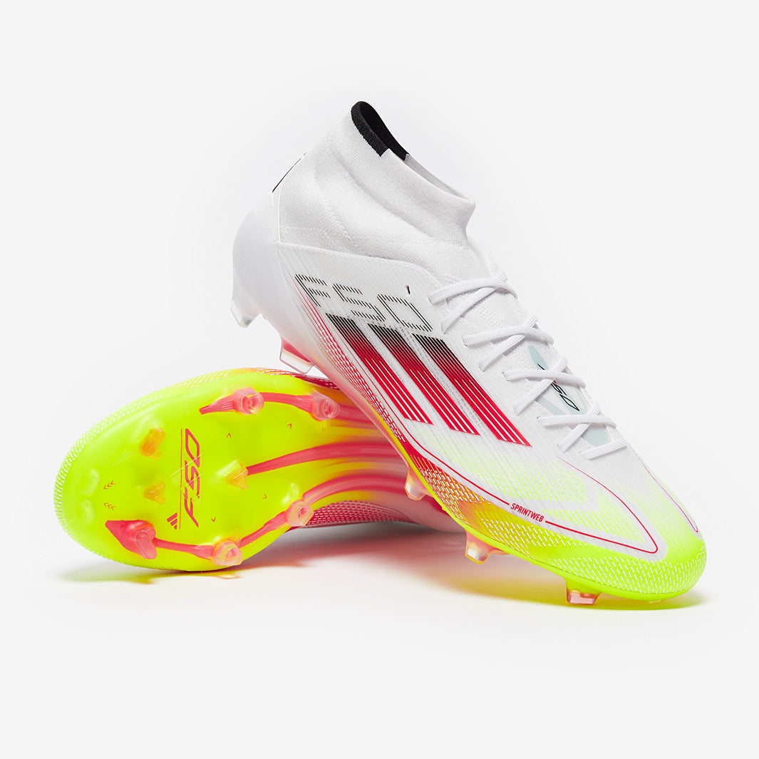Adidas Women's F50 Elite Mid FG Football Boots White/Lucid Red/Solar Yellow