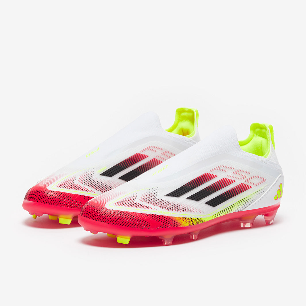 Adidas Kids F50 Elite Laceless FG Football Boots White/Black/Solar Yellow