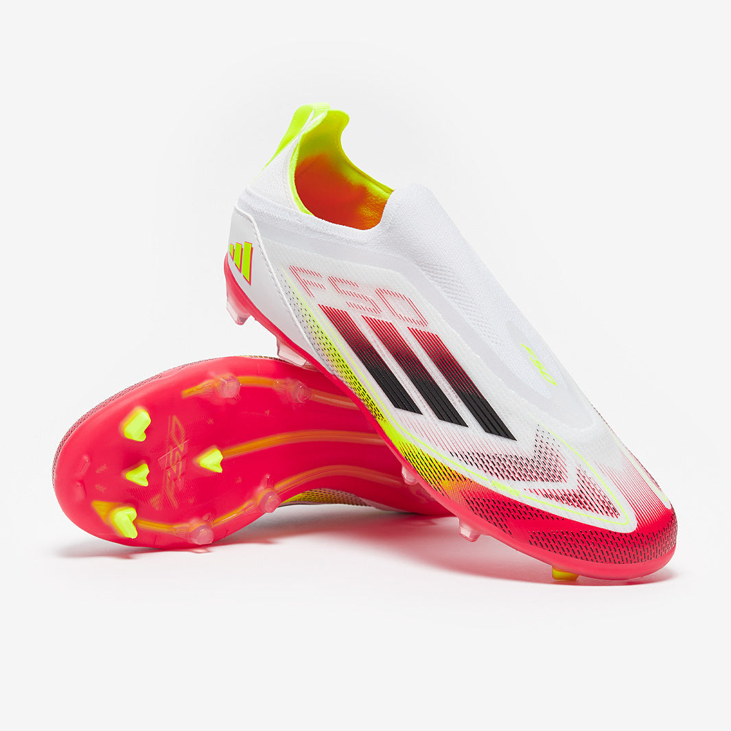 Adidas Kids F50 Elite Laceless FG Football Boots White/Black/Solar Yellow