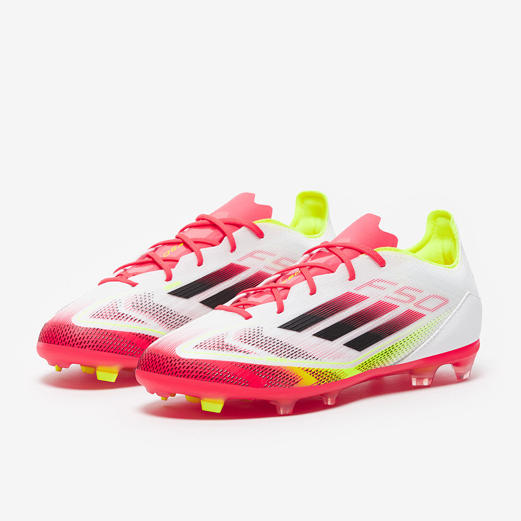 Adidas Kids F50 Elite FG Football Boots White/Black/Solar Yellow