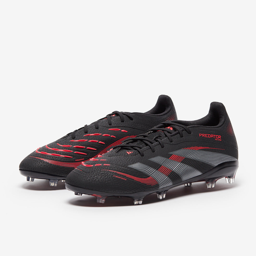 Adidas Kids Predator Elite FG Football Boots Black/Grey Four/Lucid Red