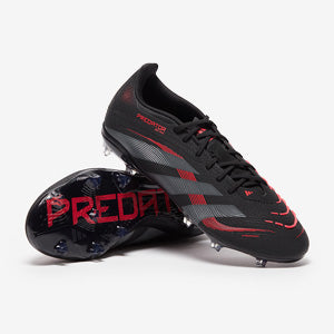 Adidas Kids Predator Elite FG Football Boots Black/Grey Four/Lucid Red