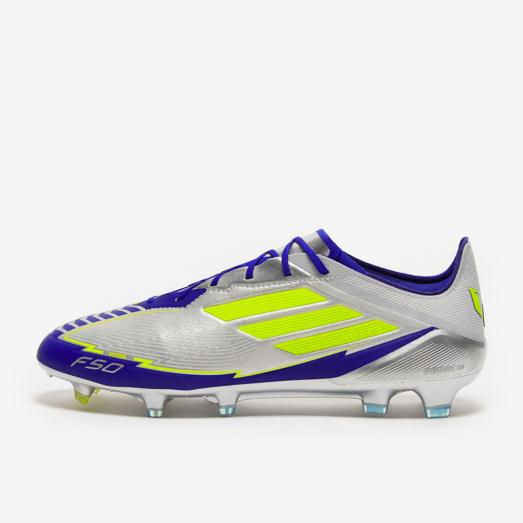 Adidas F50 Elite X Messi FG Football Boots Silver Met/Solar Yellow/Lucid Blue