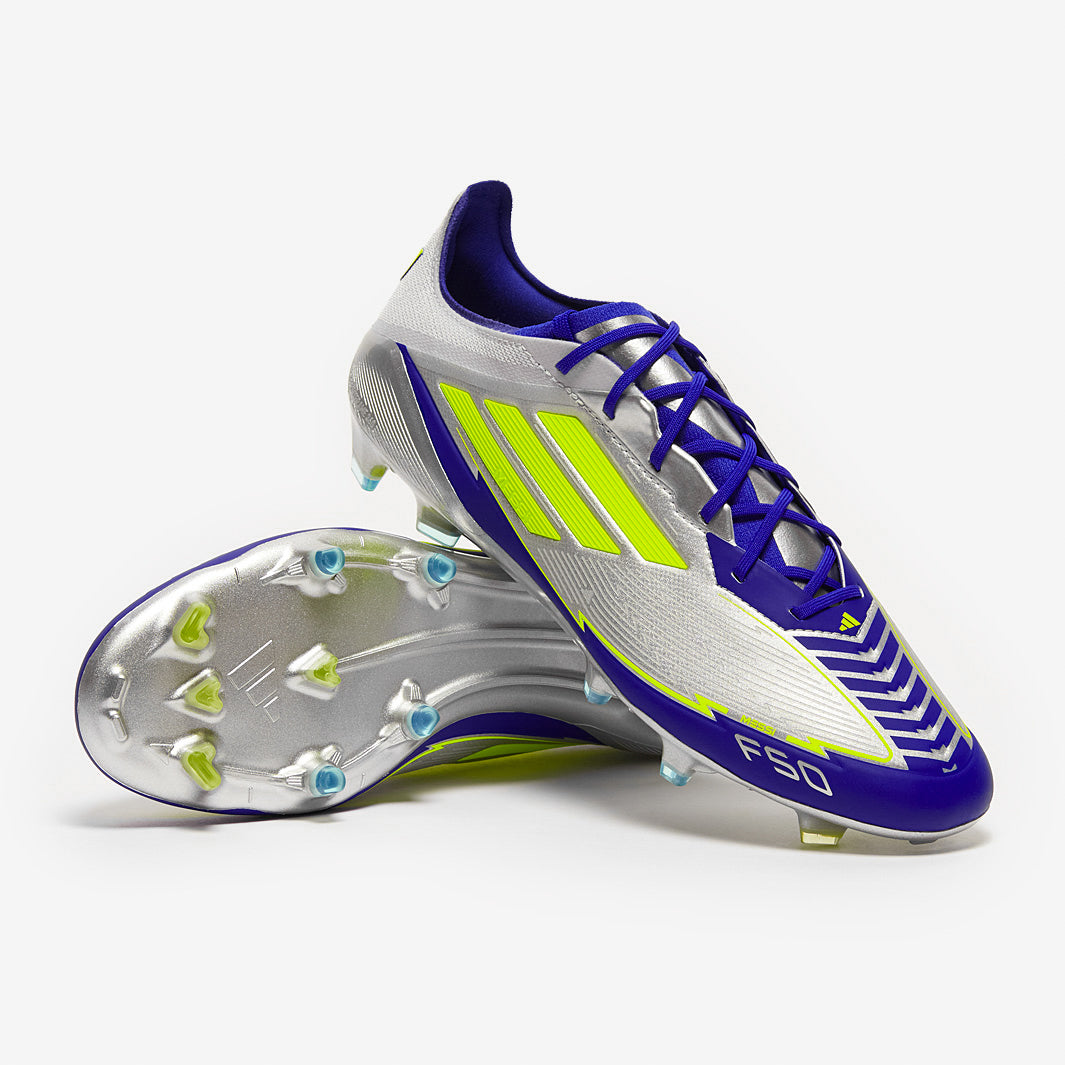 Adidas F50 Elite X Messi FG Football Boots Silver Met/Solar Yellow/Lucid Blue