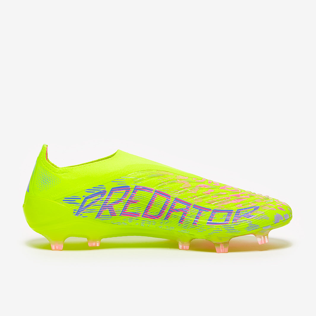 adidas Predator Elite Laceless FG Football Boots Lucid Lemon/Lucid Pink/Blue Fusion