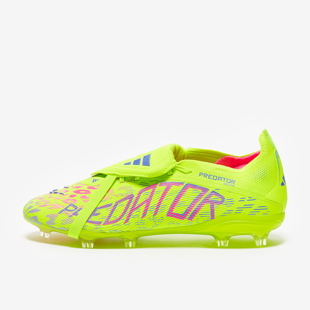 Adidas Kids Predator Elite Tongue FG Football Boots Lucid Lemon/Lucid Pink/Blue Fusion