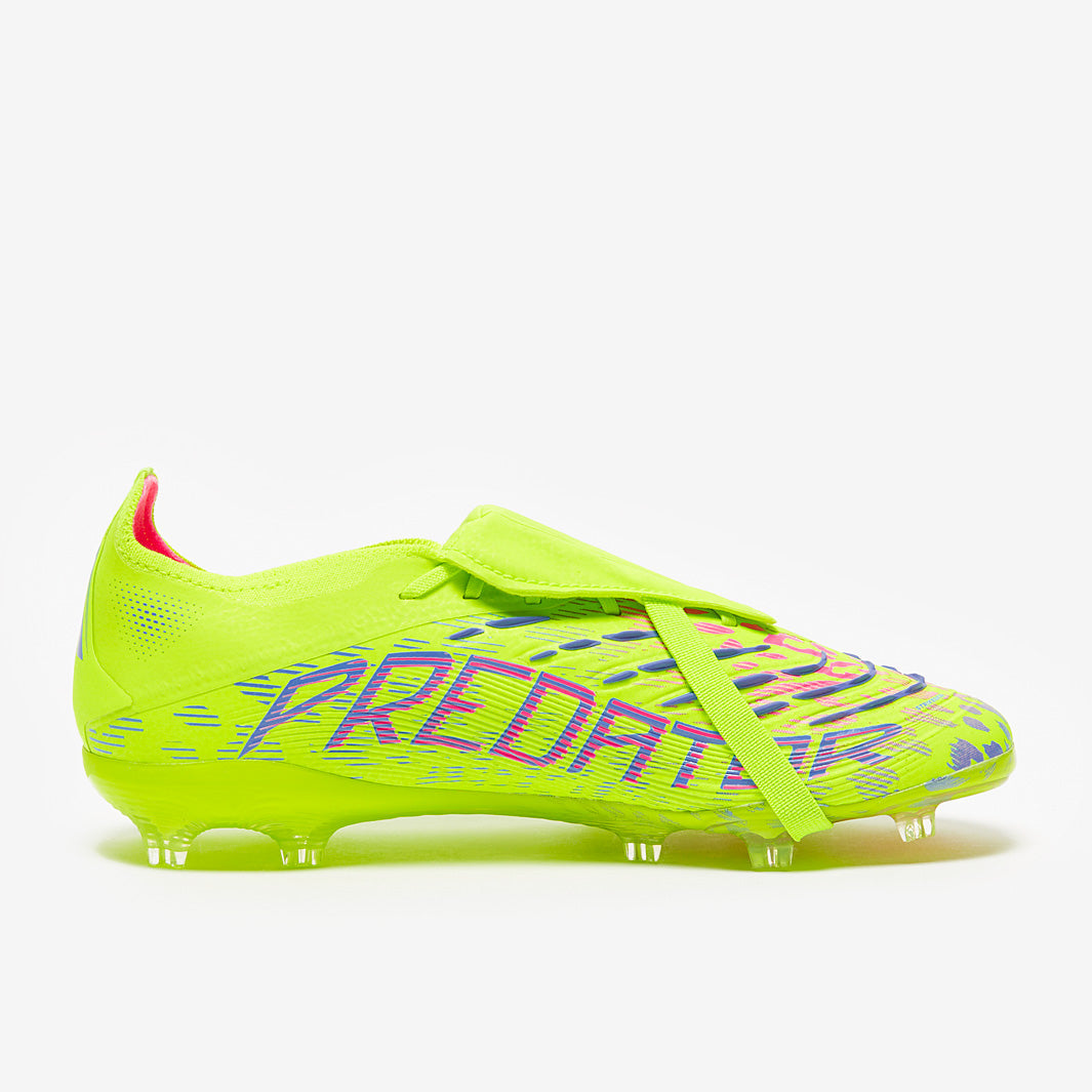 Adidas Kids Predator Elite Tongue FG Football Boots Lucid Lemon/Lucid Pink/Blue Fusion