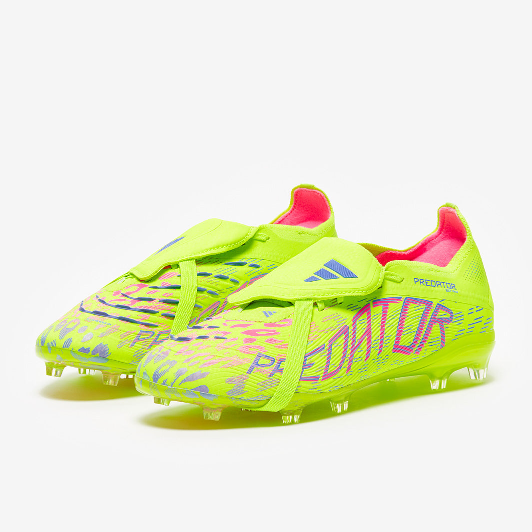 Adidas Kids Predator Elite Tongue FG Football Boots Lucid Lemon/Lucid Pink/Blue Fusion