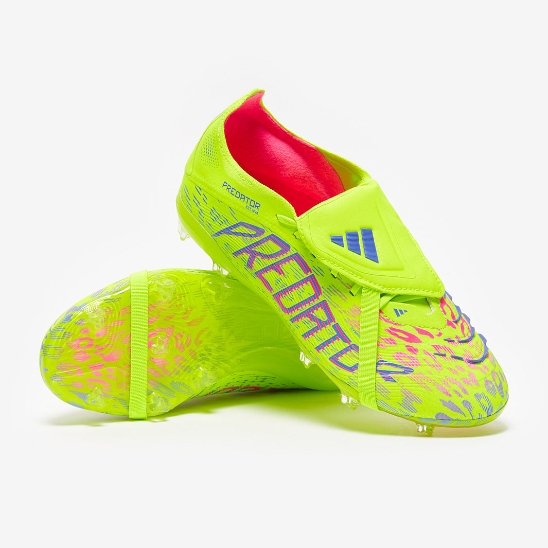 Adidas Kids Predator Elite Tongue FG Football Boots Lucid Lemon/Lucid Pink/Blue Fusion