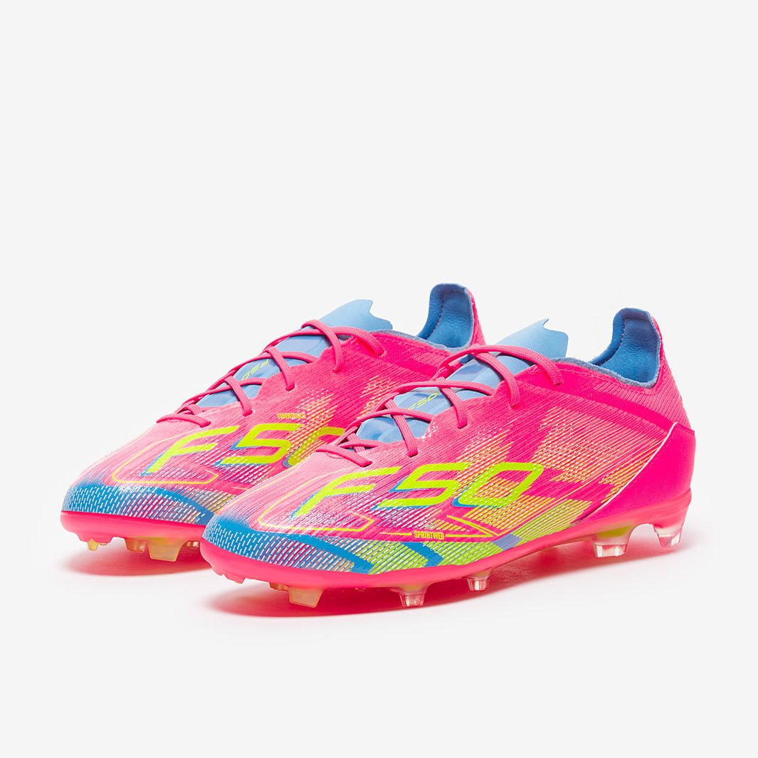 Adidas Kids F50 Elite FG Football Boots Lucid Pink/Lucid Lemon/Blue Fusion