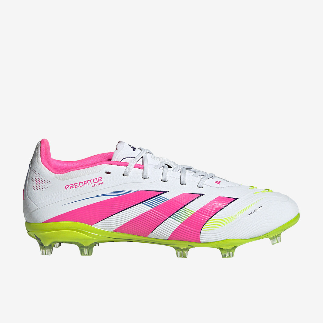 Adidas Kids Predator Elite FG Football Boots White/Lucid Pink/Lucid Lemon