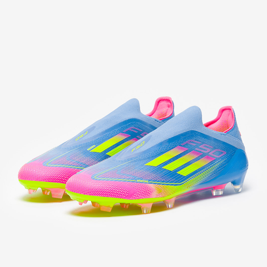 Adidas F50 Elite Laceless FG Football Boots Blue Fusion/Lucid Lemon/Lucid Pink
