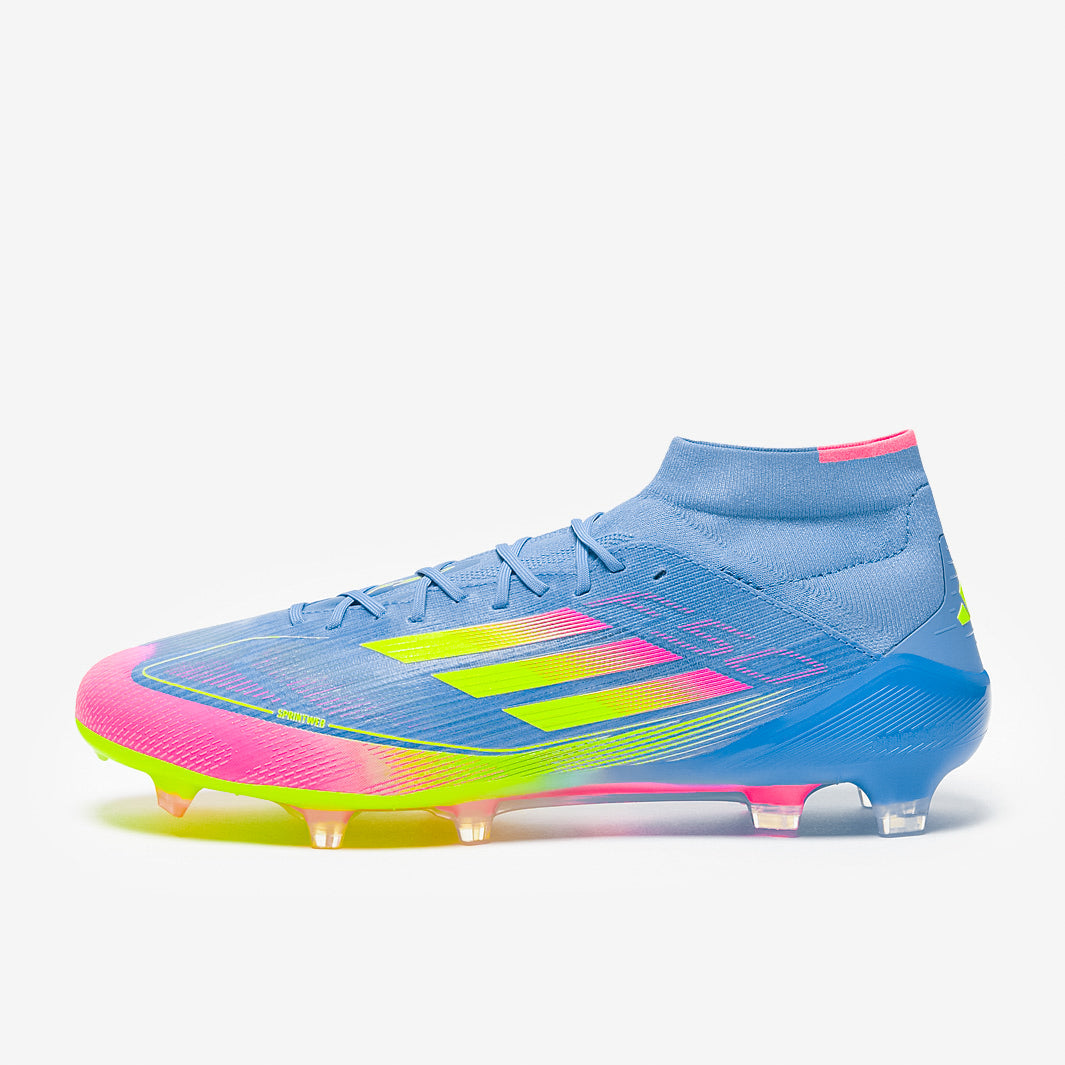 Adidas Women's F50 Elite Mid FG Football Boots Blue Fusion/Lucid Lemon/Lucid Pink