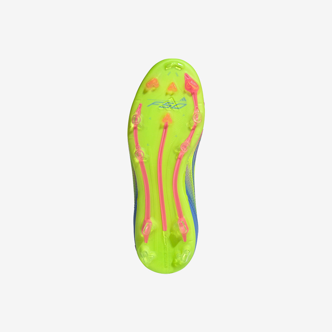 adidas Kids F50 Elite Laceless FG Football Boots Blue Fusion/Lucid Lemon/Lucid Pink