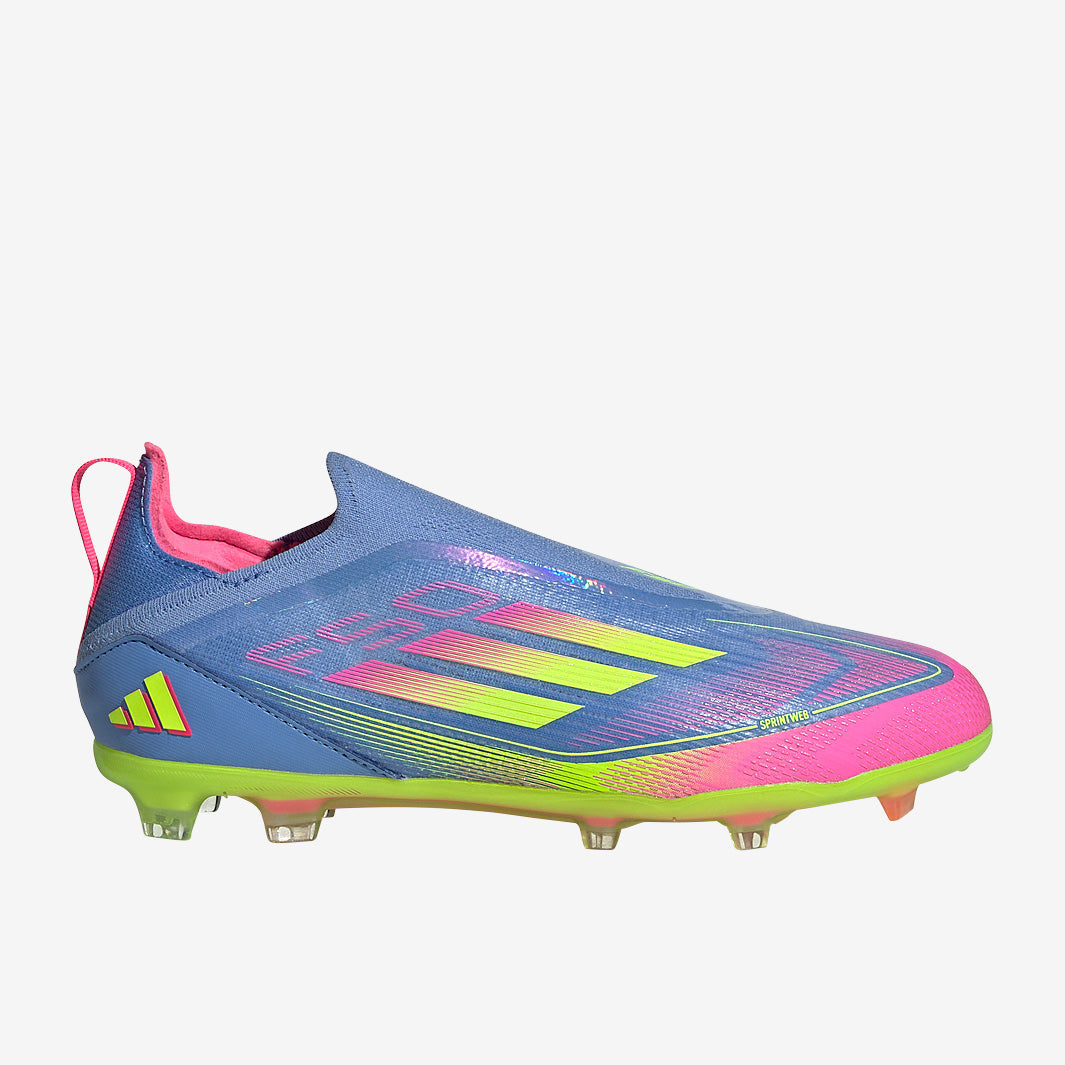 adidas Kids F50 Elite Laceless FG Football Boots Blue Fusion/Lucid Lemon/Lucid Pink