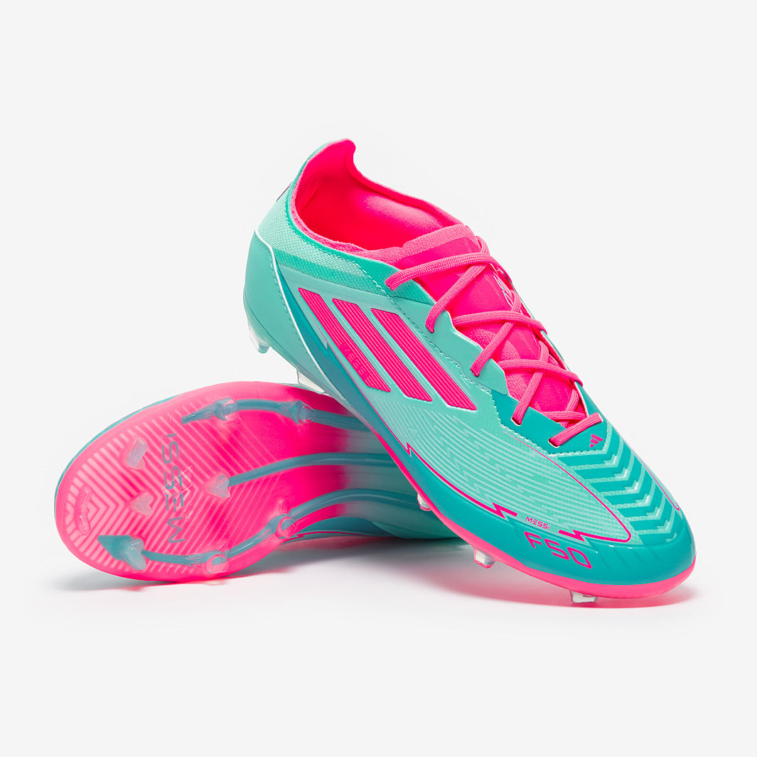 adidas Kids F50 Elite x Messi FG Football Boots Flash Aqua/Lucid Pink/Lucid Cyan
