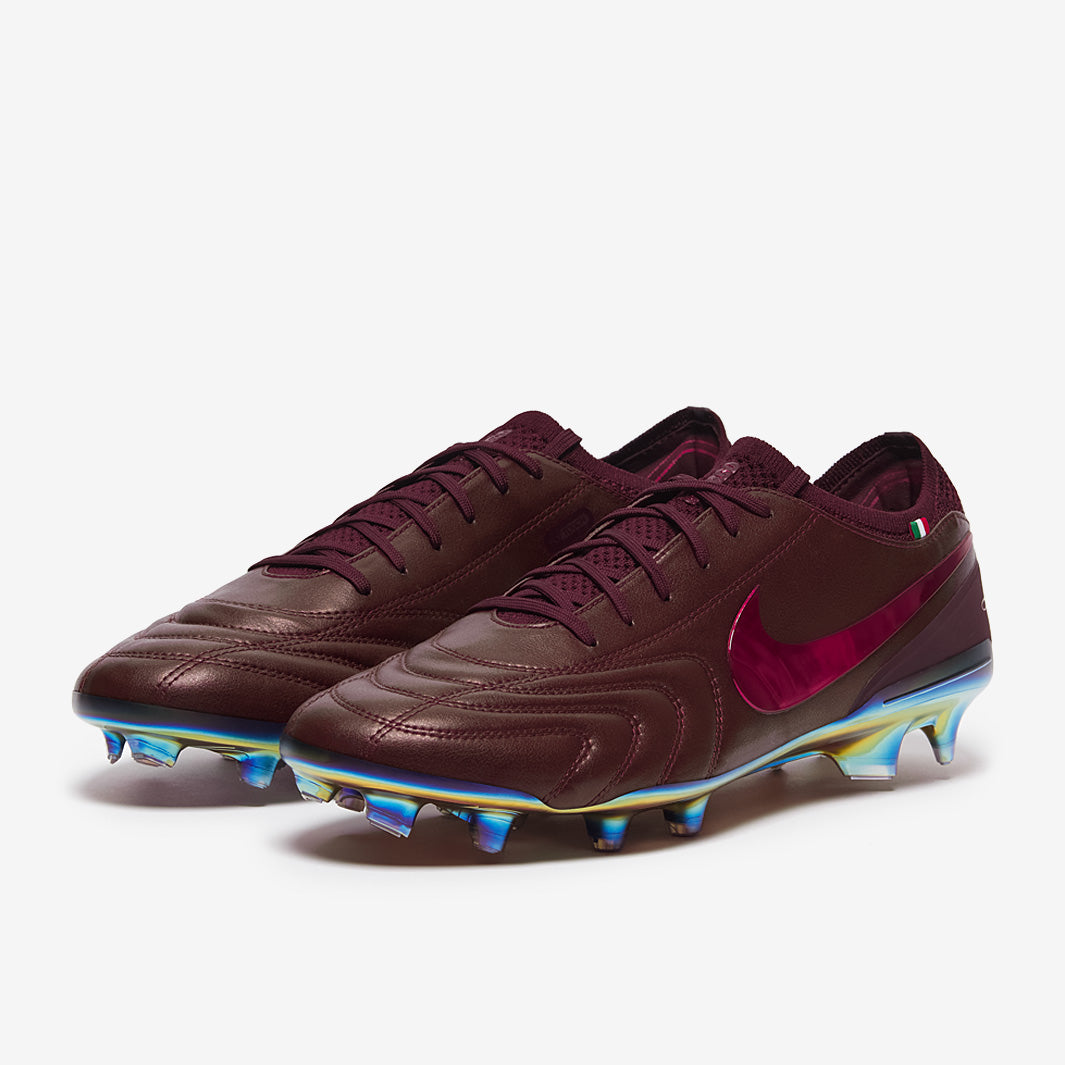 Nike Tiempo Legend X Elite FG SE x Made In Italy Football Boots Port Wine/Bright Crimson