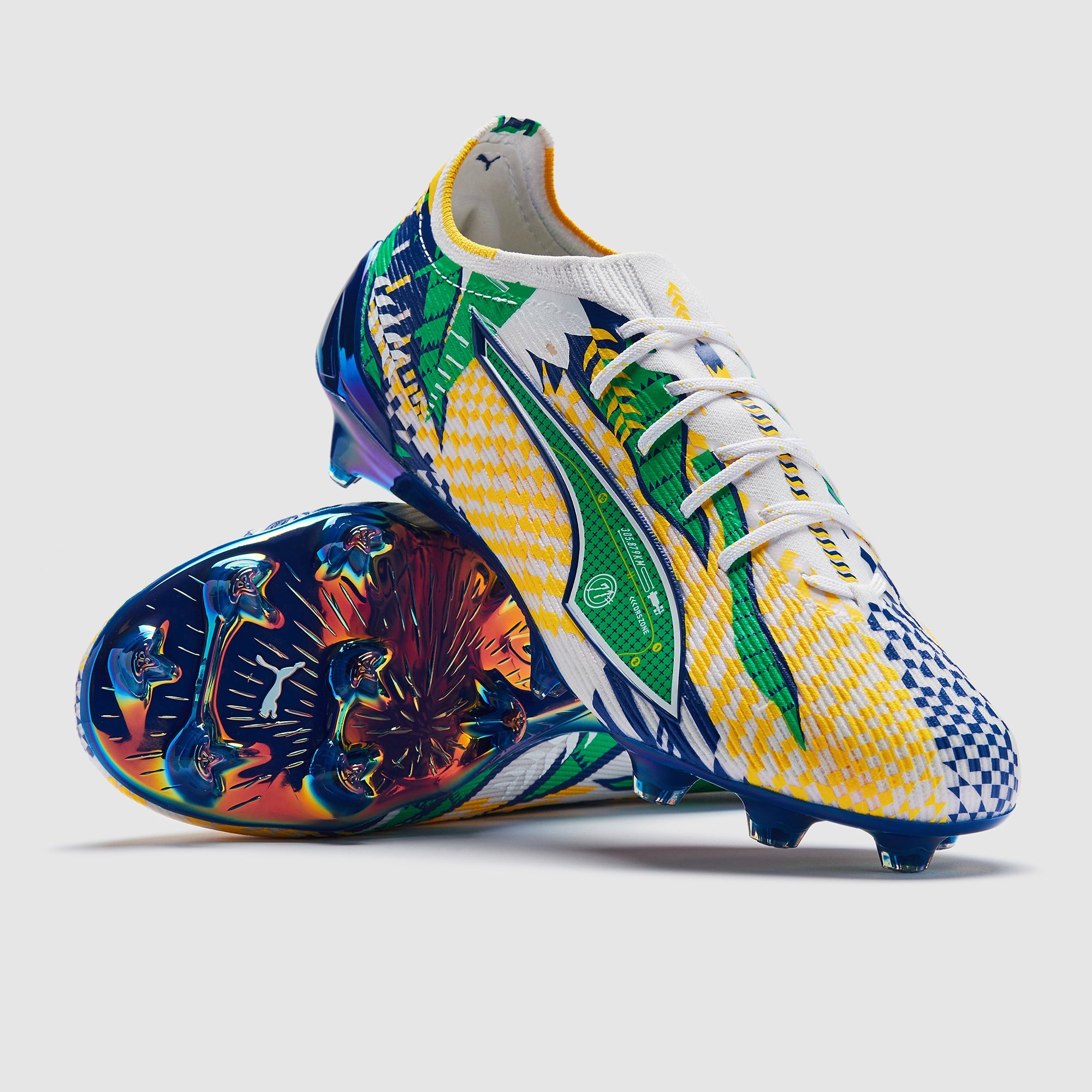 Puma Ultra 6 Racetrack Brazil Ultimate FG Football Boots White/Yellow/Blue