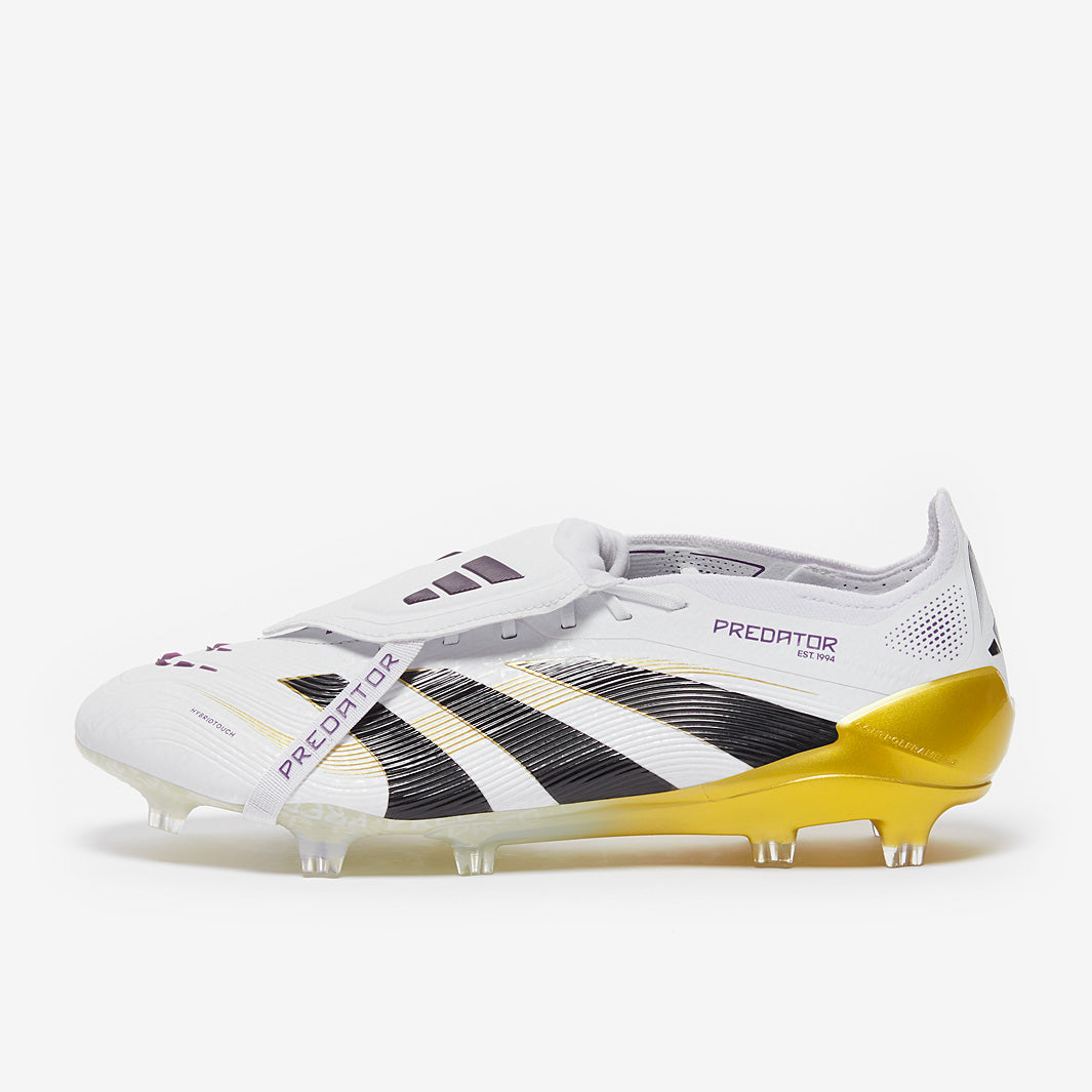 Adidas Predator Elite Tongue FG Football Boots White/Core Black/Met Gold
