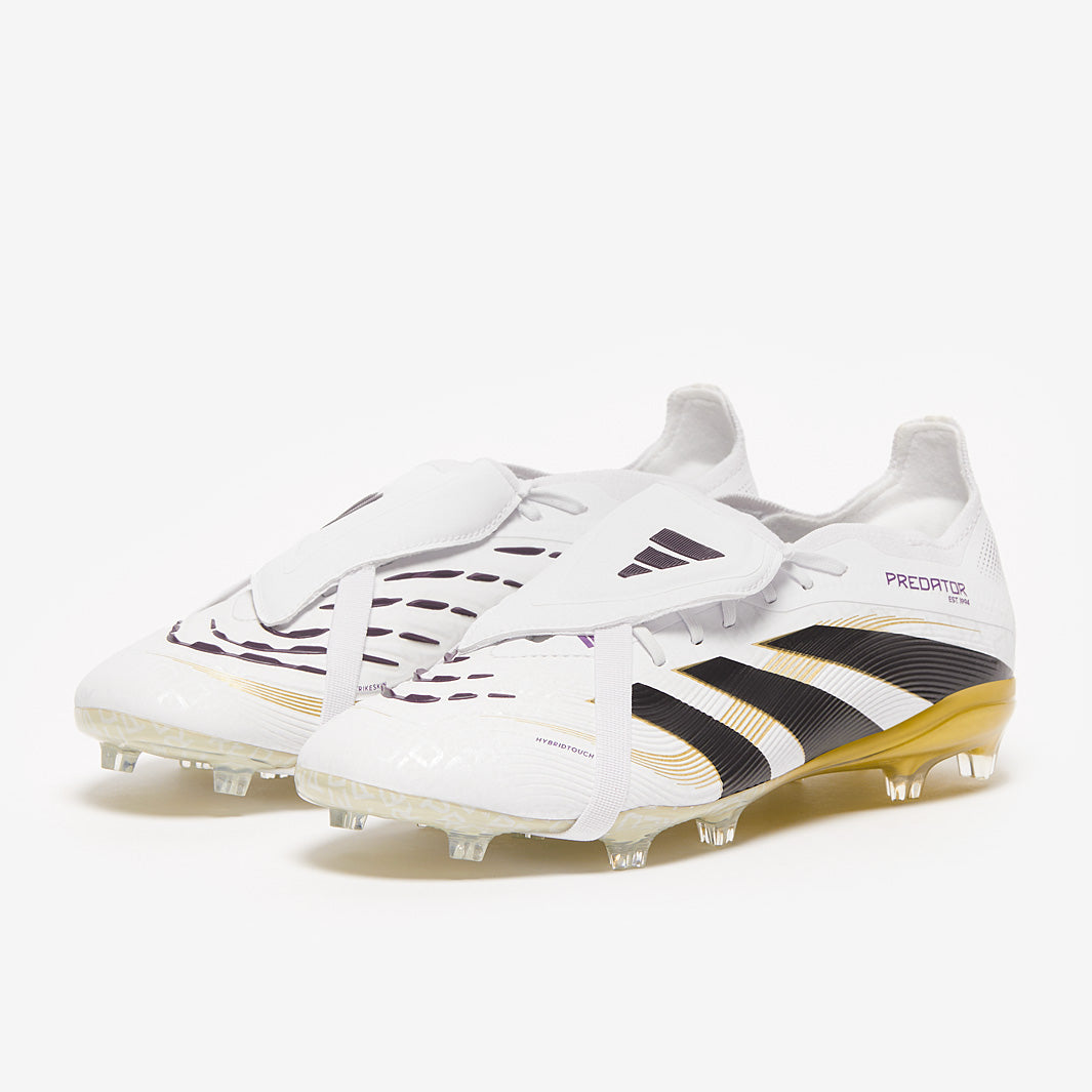 Adidas Kids Predator Elite Tongue FG Football Boots White/Core Black/Met Gold