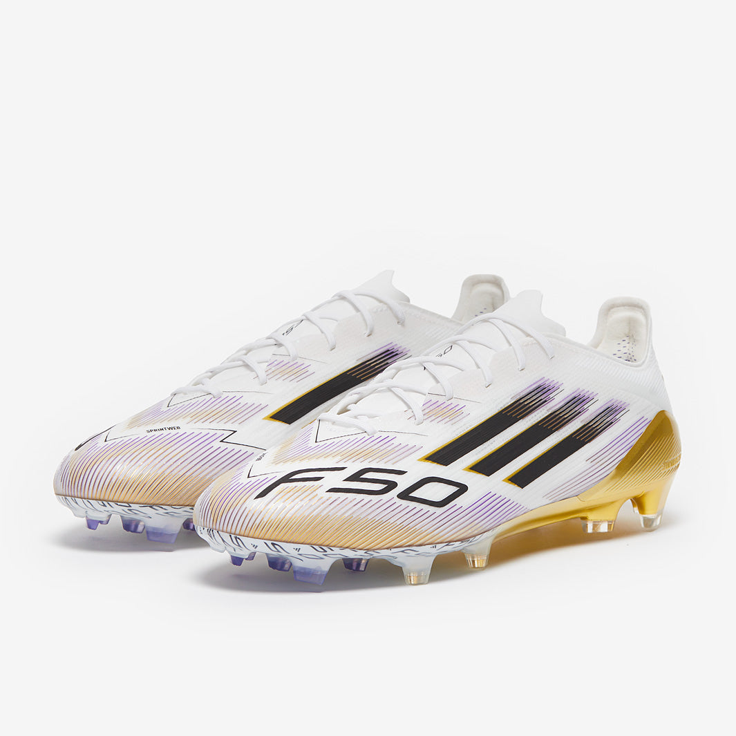 Adidas F50 Elite FG Football Boots White/Core Black/Met Gold