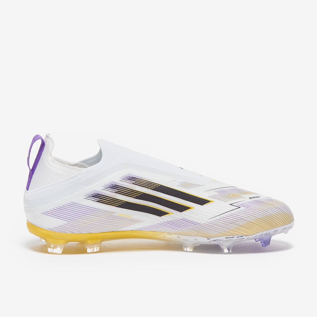 Adidas Kids F50 Elite Laceless FG Football Boots White/Core Black/Met Gold