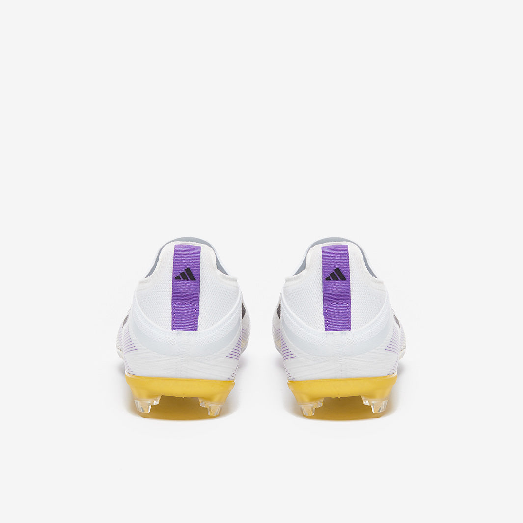 Adidas Kids F50 Elite Laceless FG Football Boots White/Core Black/Met Gold