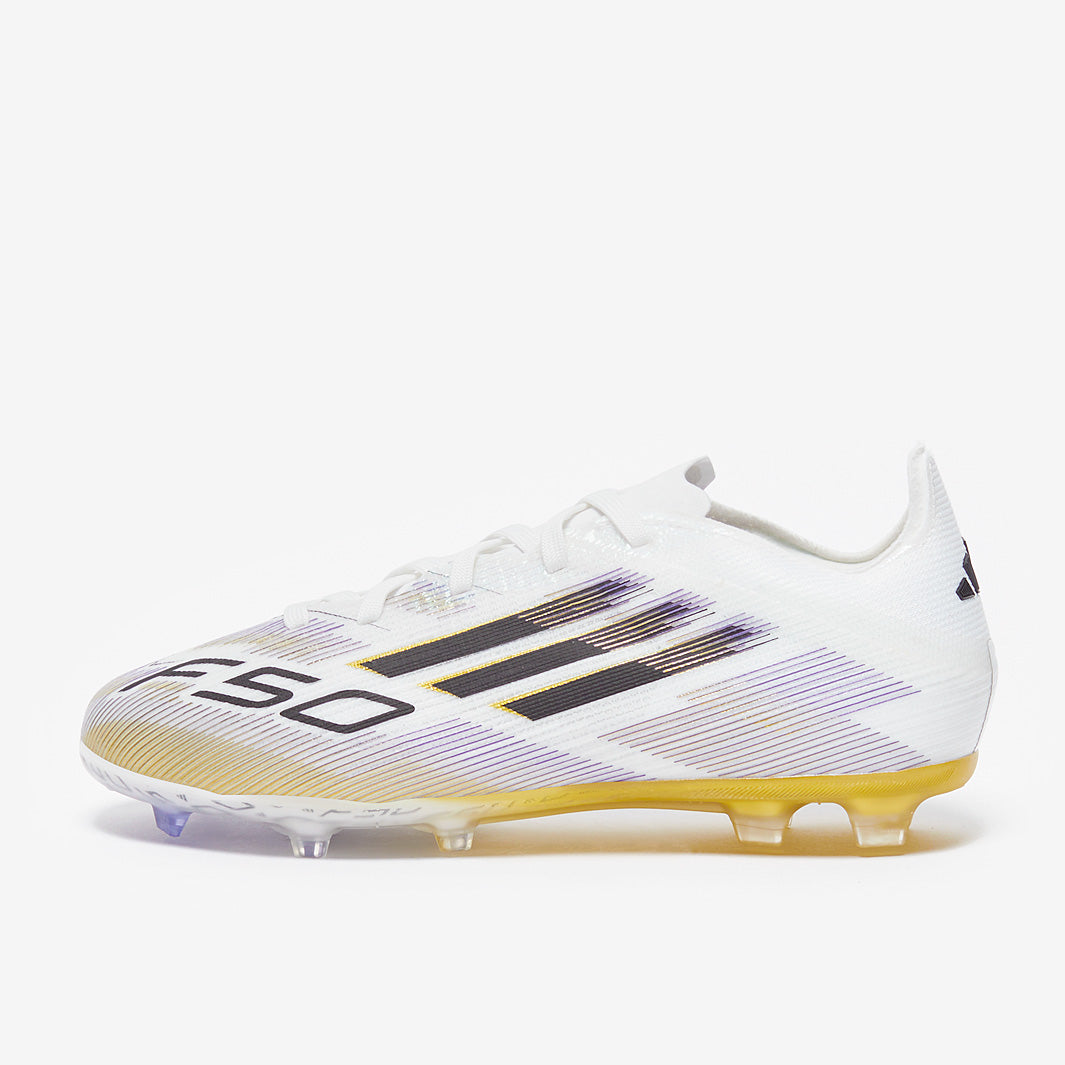 Adidas Kids F50 Elite FG Football Boots White/Core Black/Met Gold