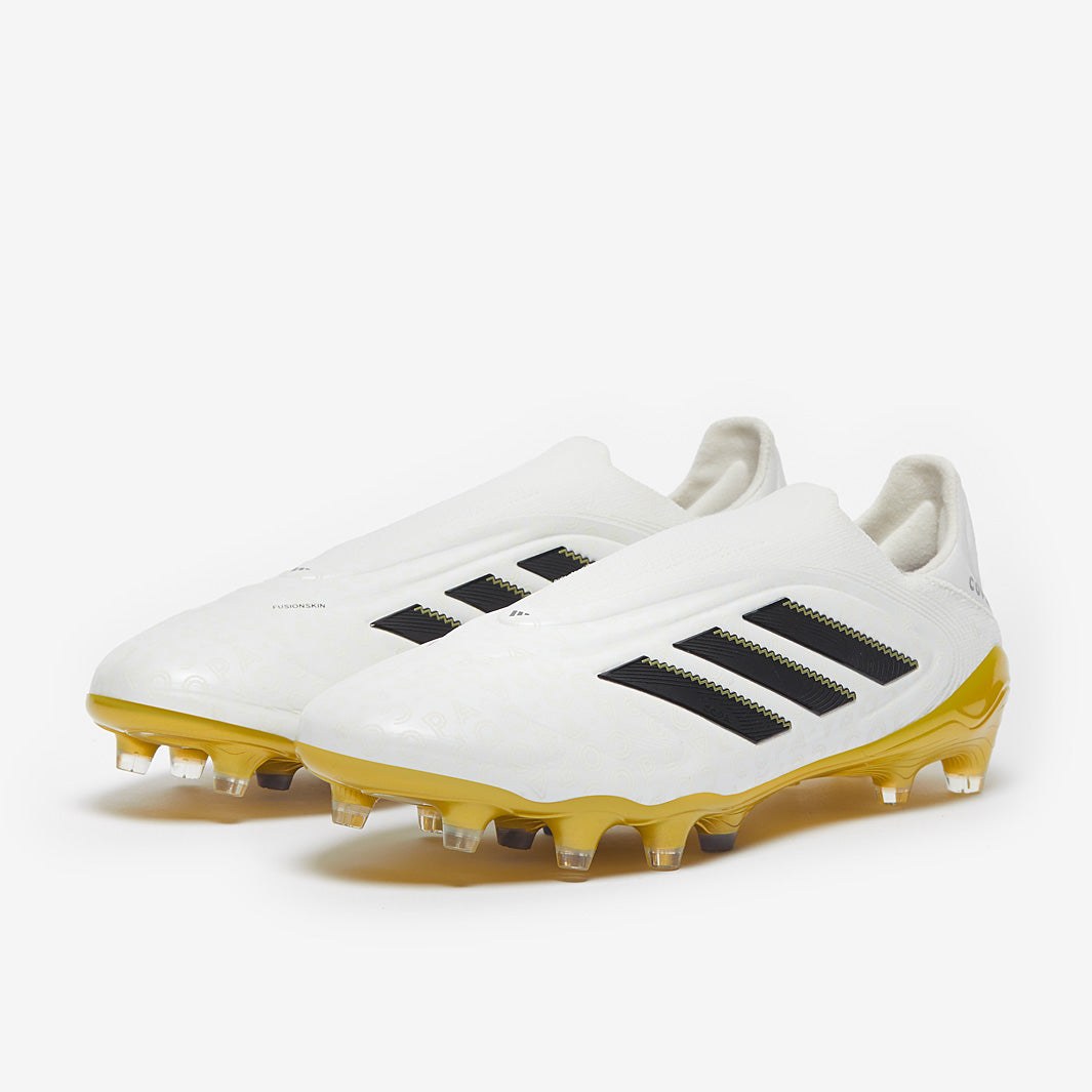 Adidas Copa Pure III Elite Laceless FG/MG Football Boots White/Core Black/Met Gold
