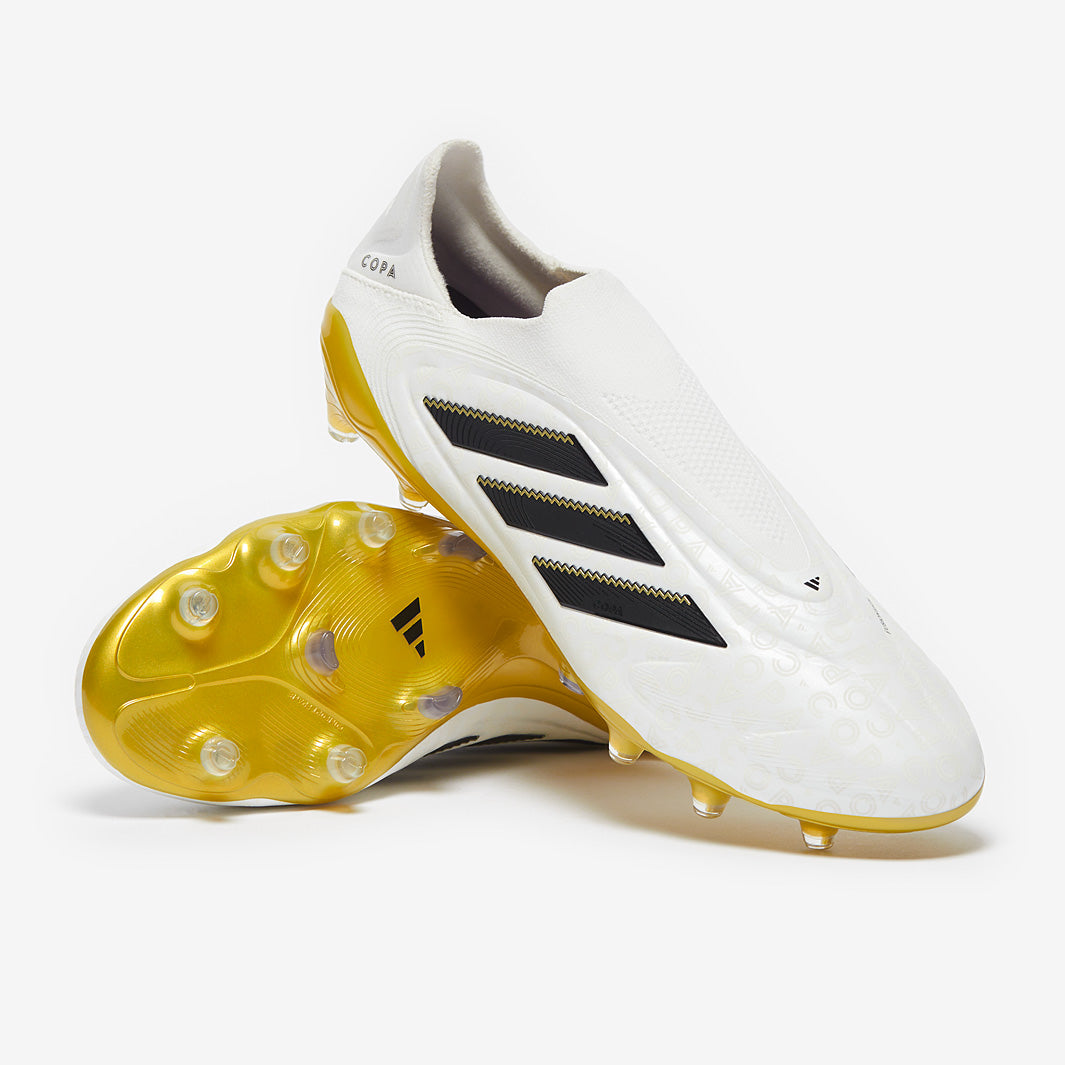 Adidas Copa Pure III Elite Laceless FG/MG Football Boots White/Core Black/Met Gold