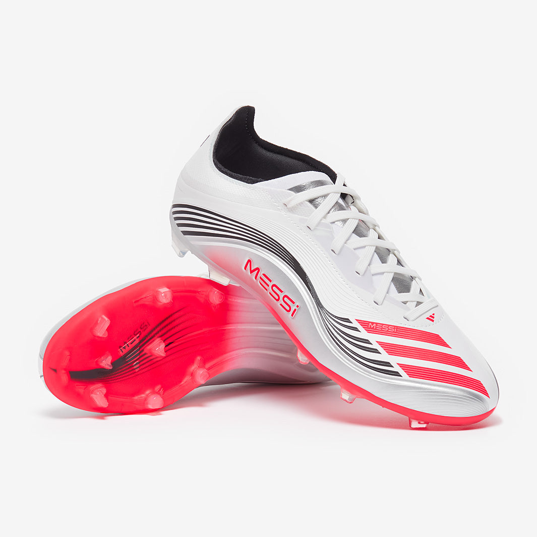 adidas Kids F50 Elite x Messi FG Football Boots Ftwr White/Lucid Red/Silver Met