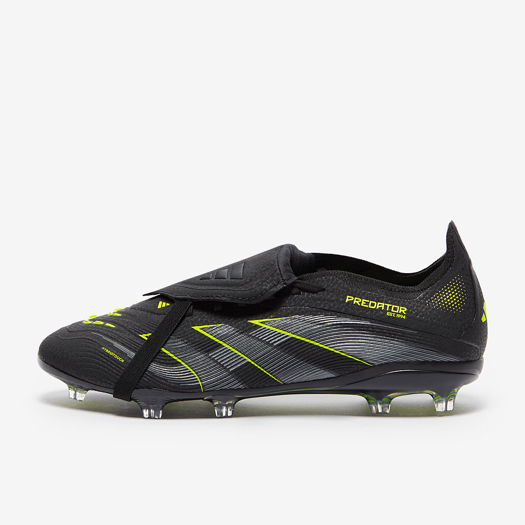 Adidas Kids Predator Elite Tongue FG Football Boots Core Black/Iron Met./Lucid Lemon