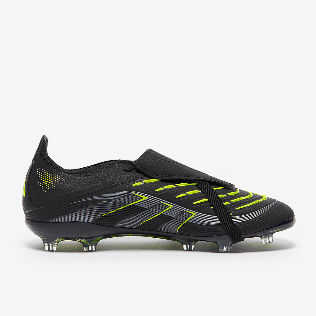 Adidas Kids Predator Elite Tongue FG Football Boots Core Black/Iron Met./Lucid Lemon