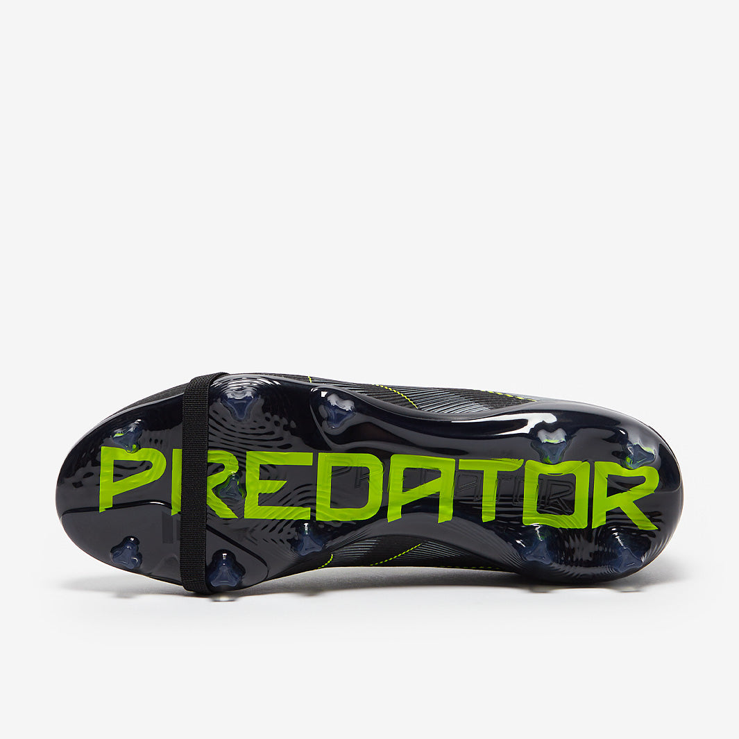 Adidas Kids Predator Elite Tongue FG Football Boots Core Black/Iron Met./Lucid Lemon