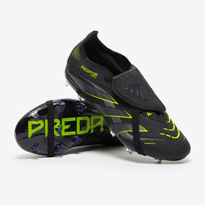 Adidas Kids Predator Elite Tongue FG Football Boots Core Black/Iron Met./Lucid Lemon