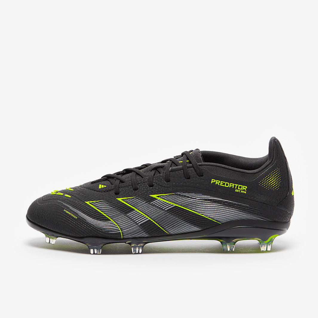 Adidas Kids Predator Elite FG Football Boots Core Black/Iron Met./Lucid Lemon
