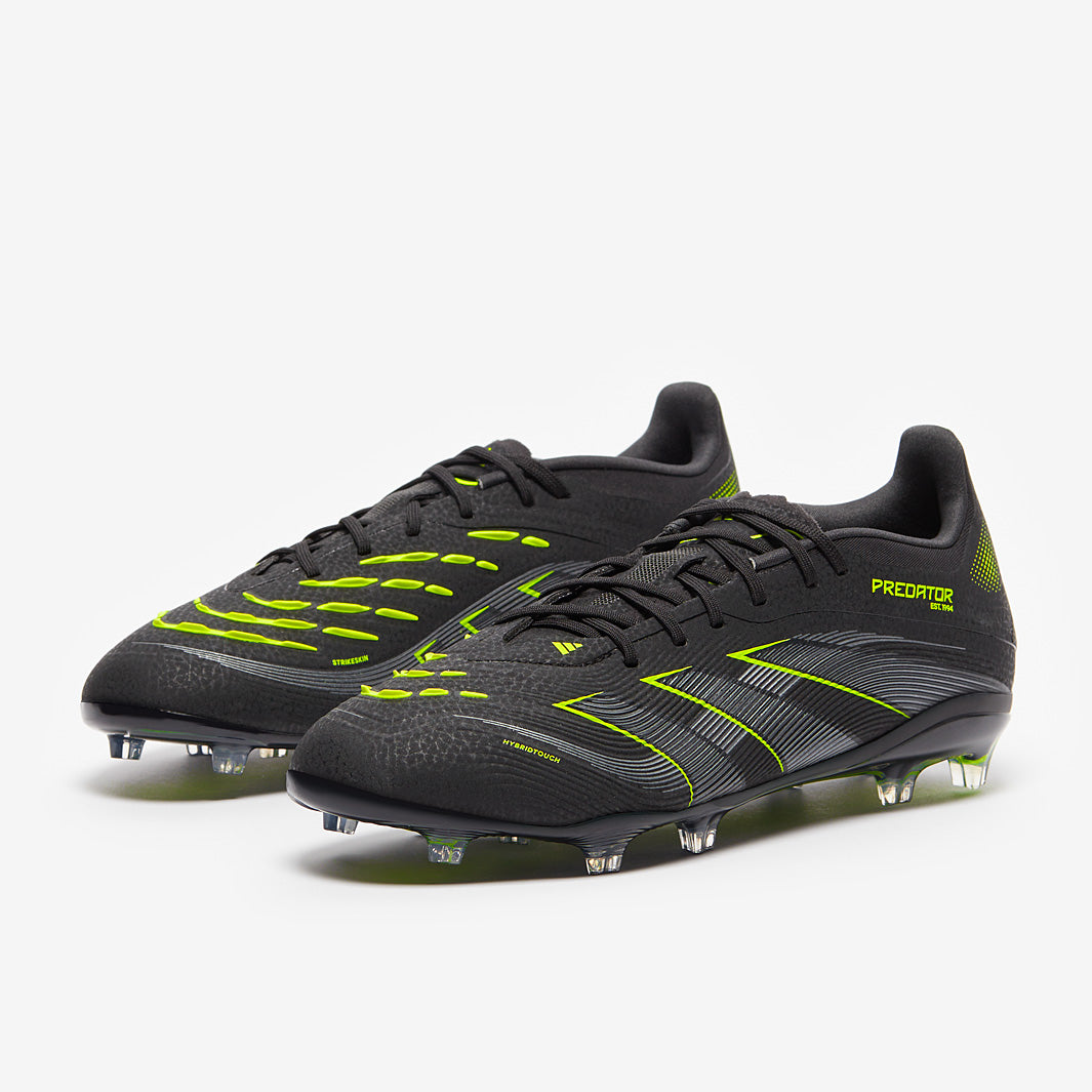 Adidas Kids Predator Elite FG Football Boots Core Black/Iron Met./Lucid Lemon