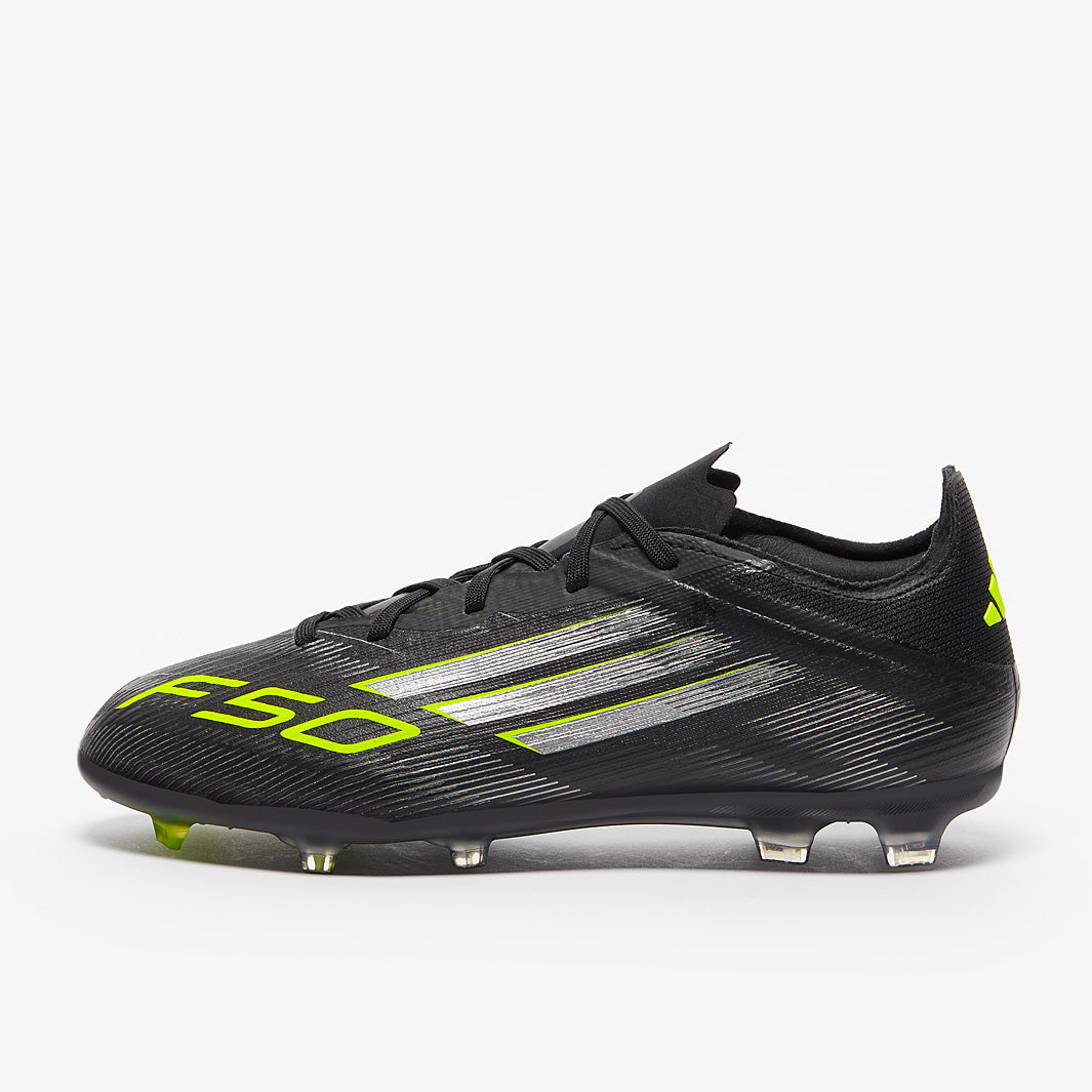 adidas Kids F50 Elite FG Football Boots Core Black/Iron Met./Lucid Lemon