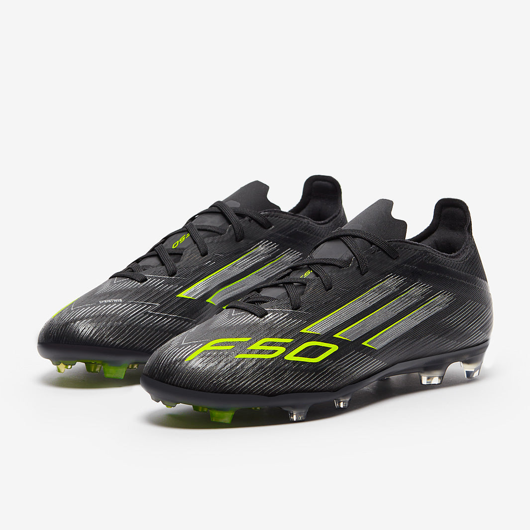 adidas Kids F50 Elite FG Football Boots Core Black/Iron Met./Lucid Lemon
