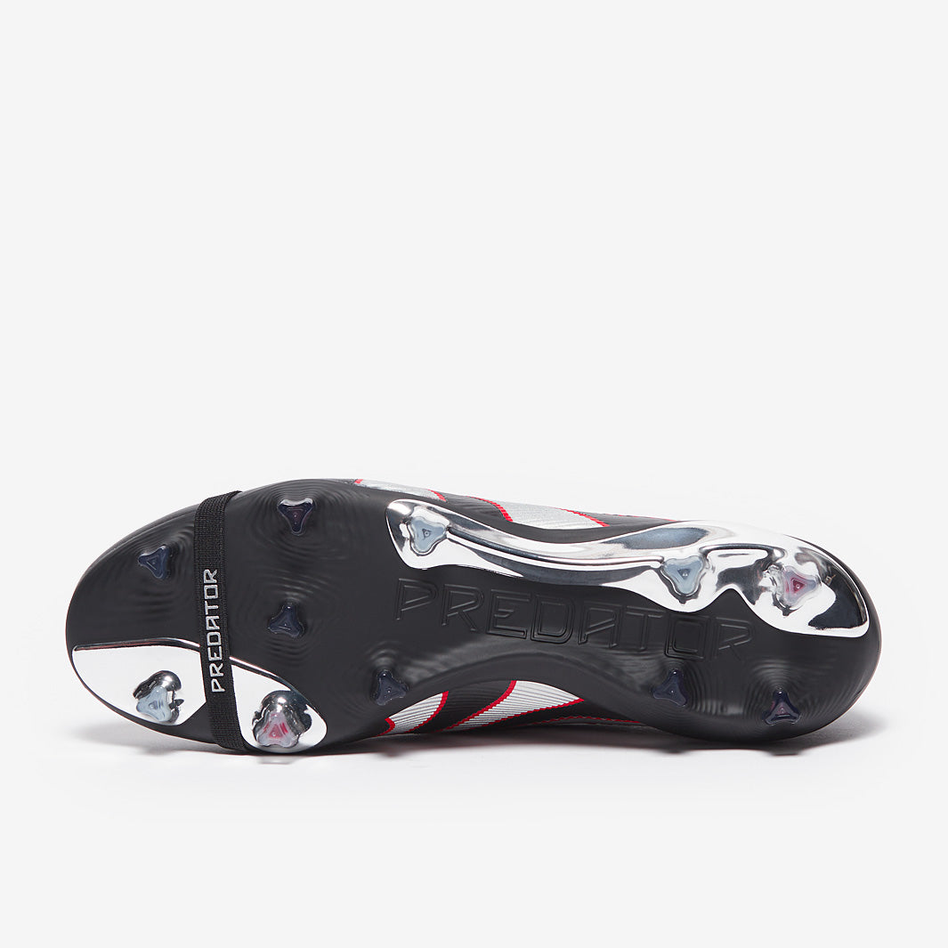 adidas Predator Elite Tongue Leather FG Football Boots Core Black/Silver Met/Vivid Red